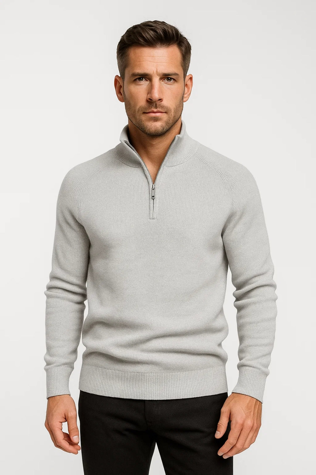 Karo Herrenpullover – Halbreißverschluss für Stil und Wärme 2