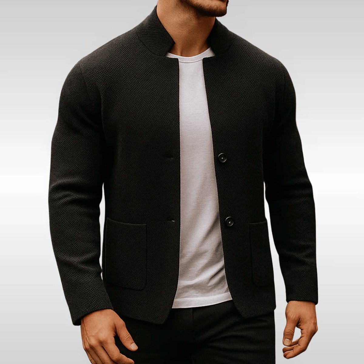 Kentro Men's Knit Jacket – Stand Collar Button-Front Casual Layer 2