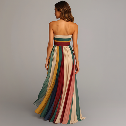 Kiora Women's Strapless Maxi Dress – Vibrant Pleated Summer Style 3