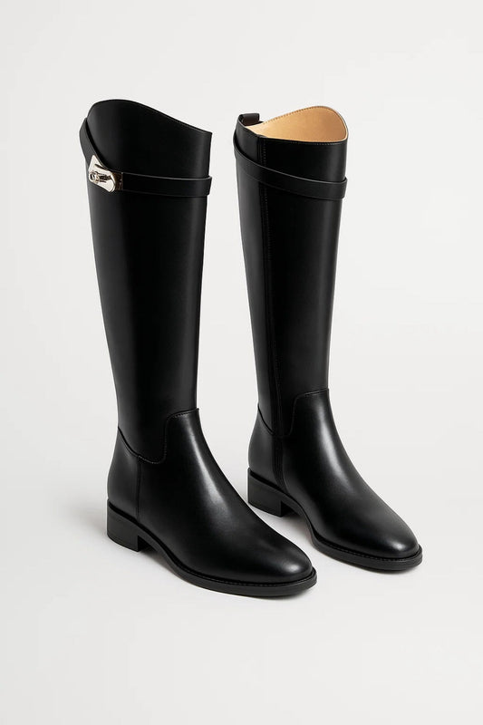 Kira Damen Kniehohe Stiefel – Elegantes Design mit Schnallenverschluss für stilvolle Herbstlooks 0