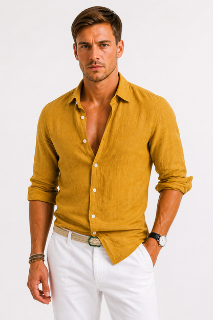 Lano Men's Linen Shirt – Breathable Fabric for Effortless Style 8
