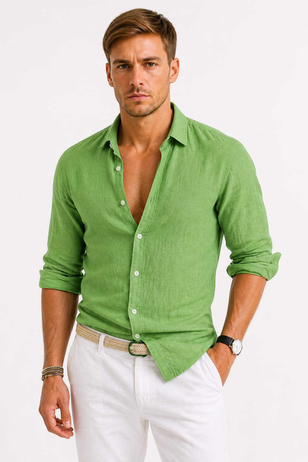 Lano Men's Linen Shirt – Breathable Fabric for Effortless Style 9