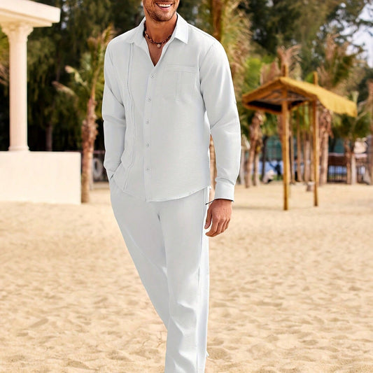 Lano Men's Outfit Set – Lightweight Linen-Blend Casual Style 0
