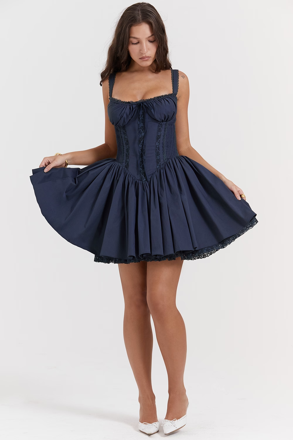 Lara Women's Corset Flare Mini Dress – Sculpted A-Line Elegance 7