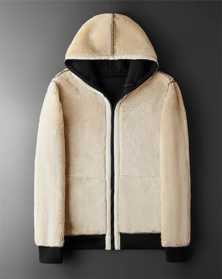 Larnex Unisex Hooded Lambswool Jacket – Thickened Warmth for Cold Weather 3