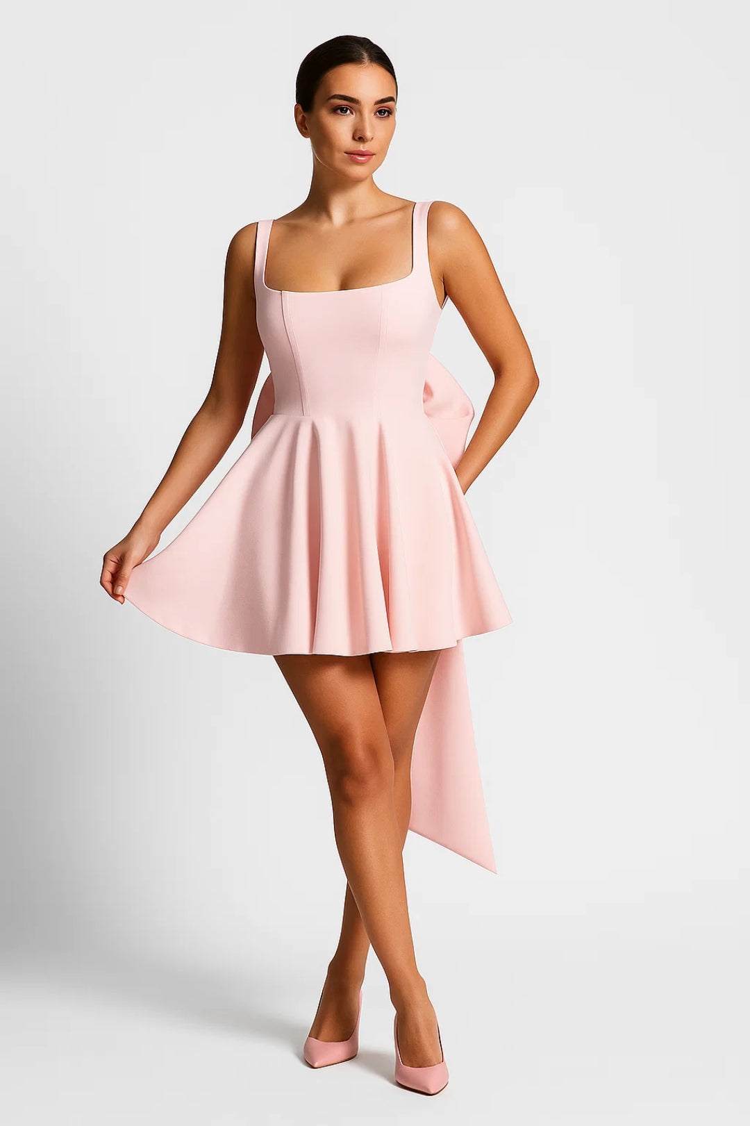 Liana Damen Festliches Kleid – Verspielt A-Linie mit Schleppe 5