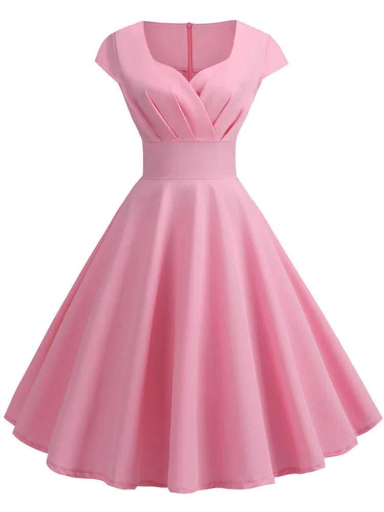 Lila Women's Summer Dress – Vintage V-Neck Midi for Stylish Comfort 0