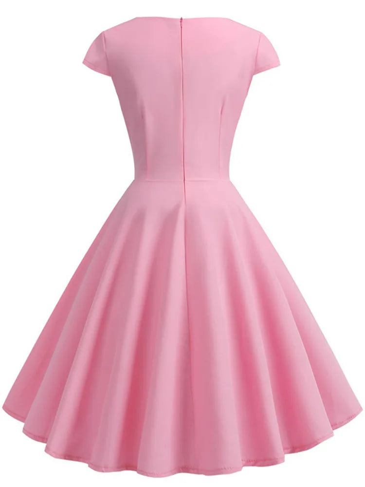 Lila Women's Summer Dress – Vintage V-Neck Midi for Stylish Comfort 1
