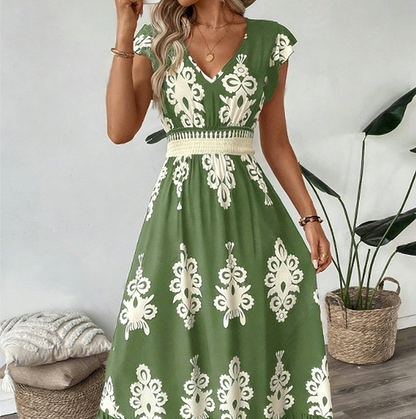 Liora Women's Baroque Print Maxi Dress – Flowy A-Line Elegance 10