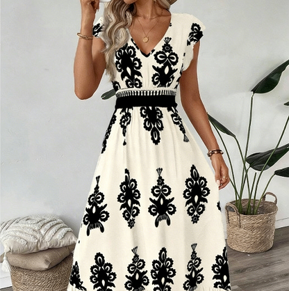 Liora Women's Baroque Print Maxi Dress – Flowy A-Line Elegance 11
