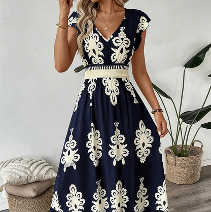 Liora Women's Baroque Print Maxi Dress – Flowy A-Line Elegance 9