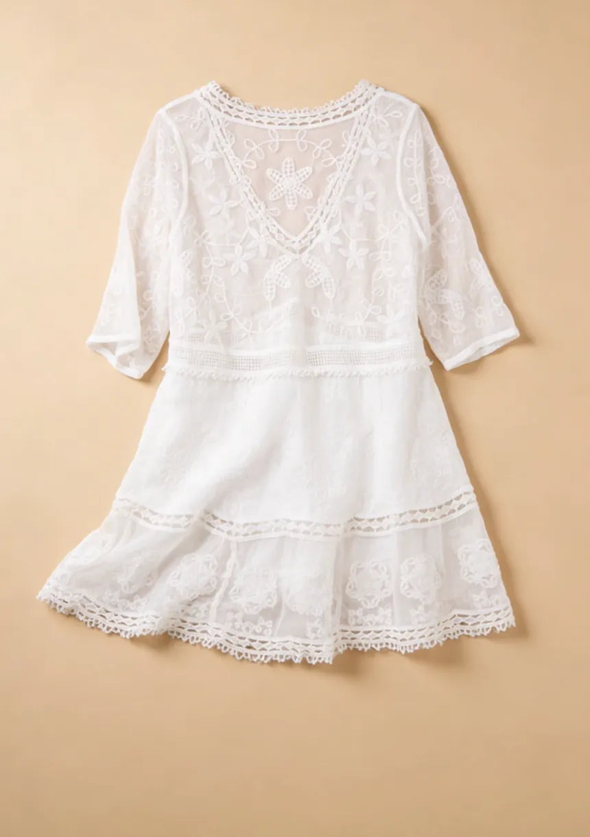 Liora Women's Beach Dress – Stylish V-Neck Floral Lace for Summer 3