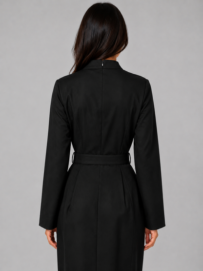 Liora Women's Belted Midi Dress – Tailored Fit Polished Silhouette 1