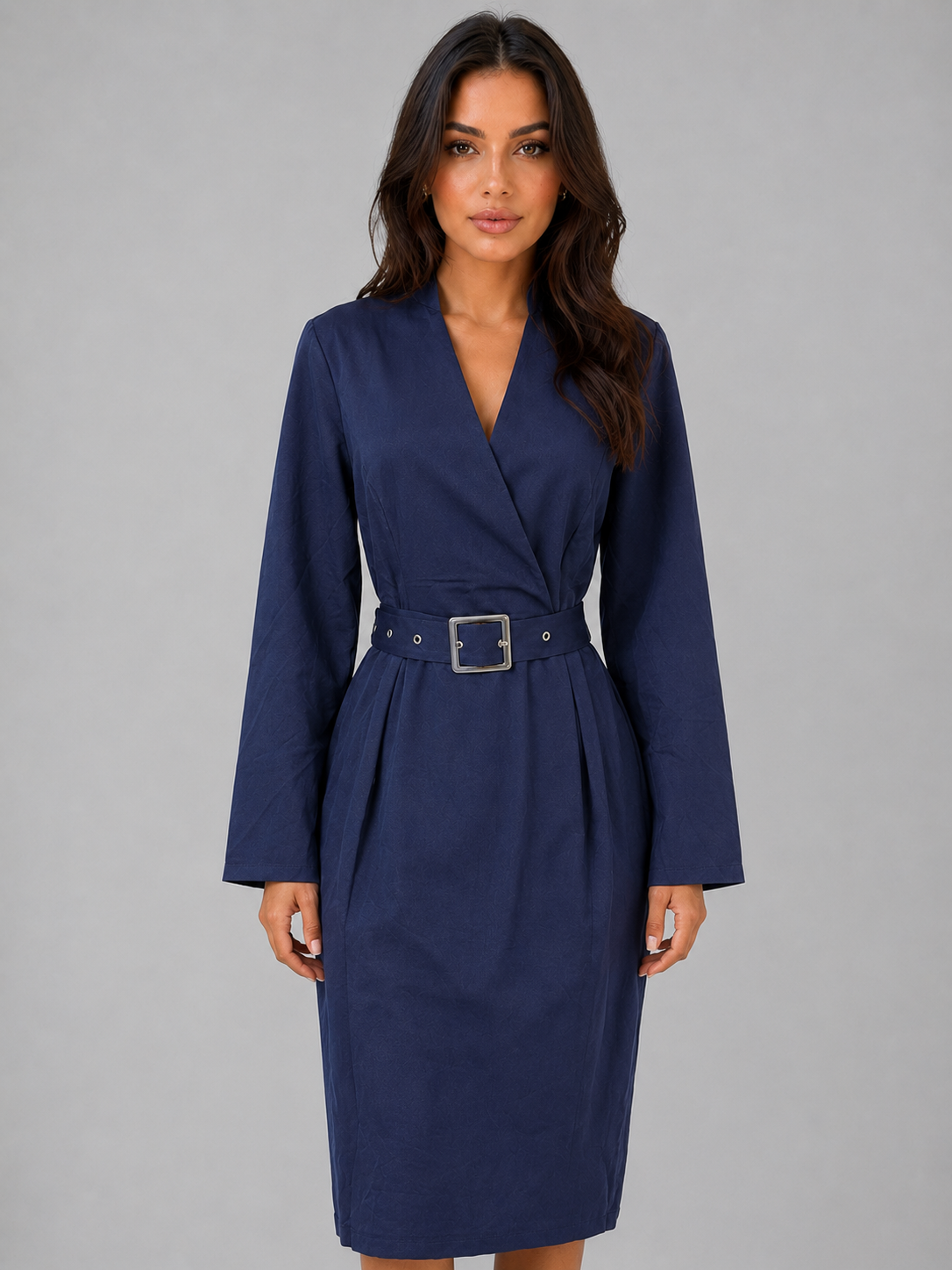 Liora Women's Belted Midi Dress – Tailored Fit Polished Silhouette 5