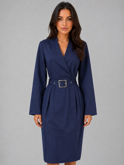 Liora Women's Belted Midi Dress – Tailored Fit Polished Silhouette 5