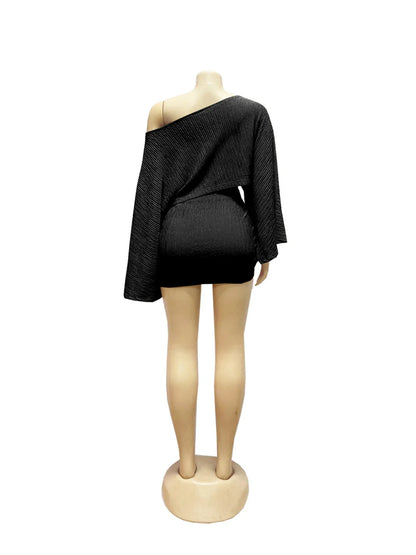 Liora Women's Co Ord Set – Stylish Skew Collar Crop Top & Ruched Skirt for Beach Parties 5