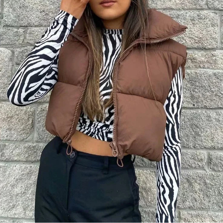 Liora Women's Cotton Down Vest – Cozy Sleeveless Layer for Winter 2