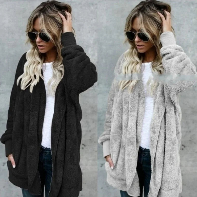 Liora Women's Fleece Cardigan – Reversible Warmth for Cozy Layering 3