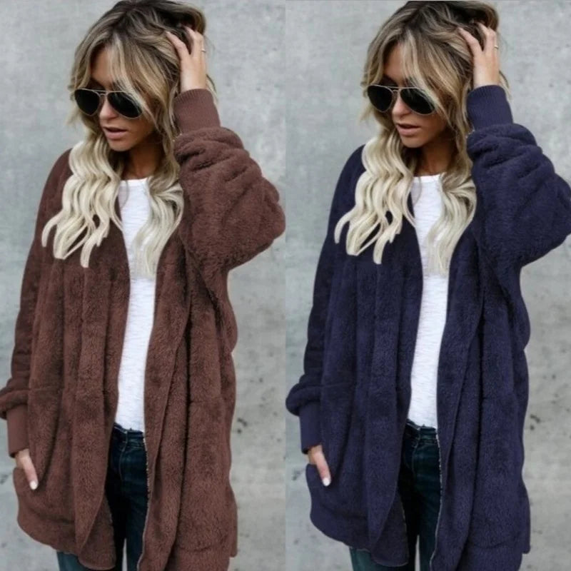 Liora Women's Fleece Cardigan – Reversible Warmth for Cozy Layering 4