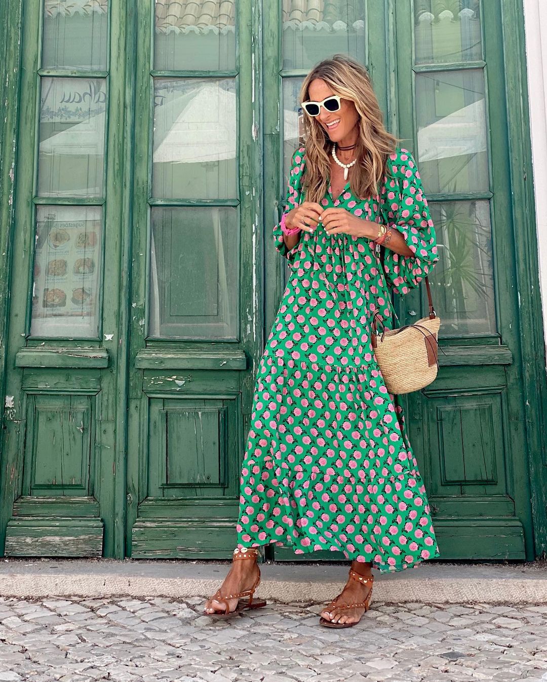Liora Women's Floral Maxi Dress – Puff Sleeves Elegant Summer Wear 4