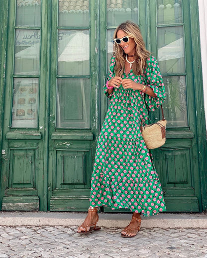 Liora Women's Floral Maxi Dress – Puff Sleeves Elegant Summer Wear 4