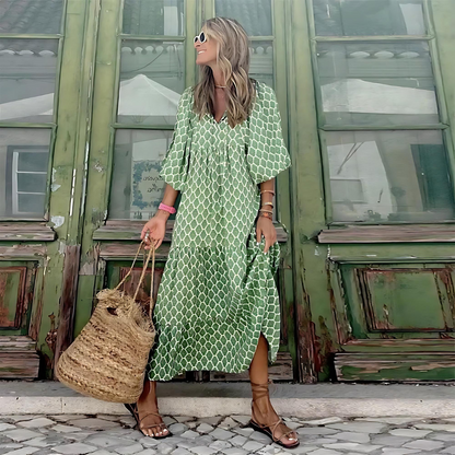 Liora Women's Floral Maxi Dress – Puff Sleeves Elegant Summer Wear 5
