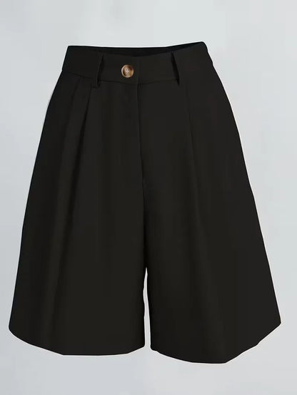 Liora Women's High-Waist Shorts – Chic Gold Buckle Comfort 8