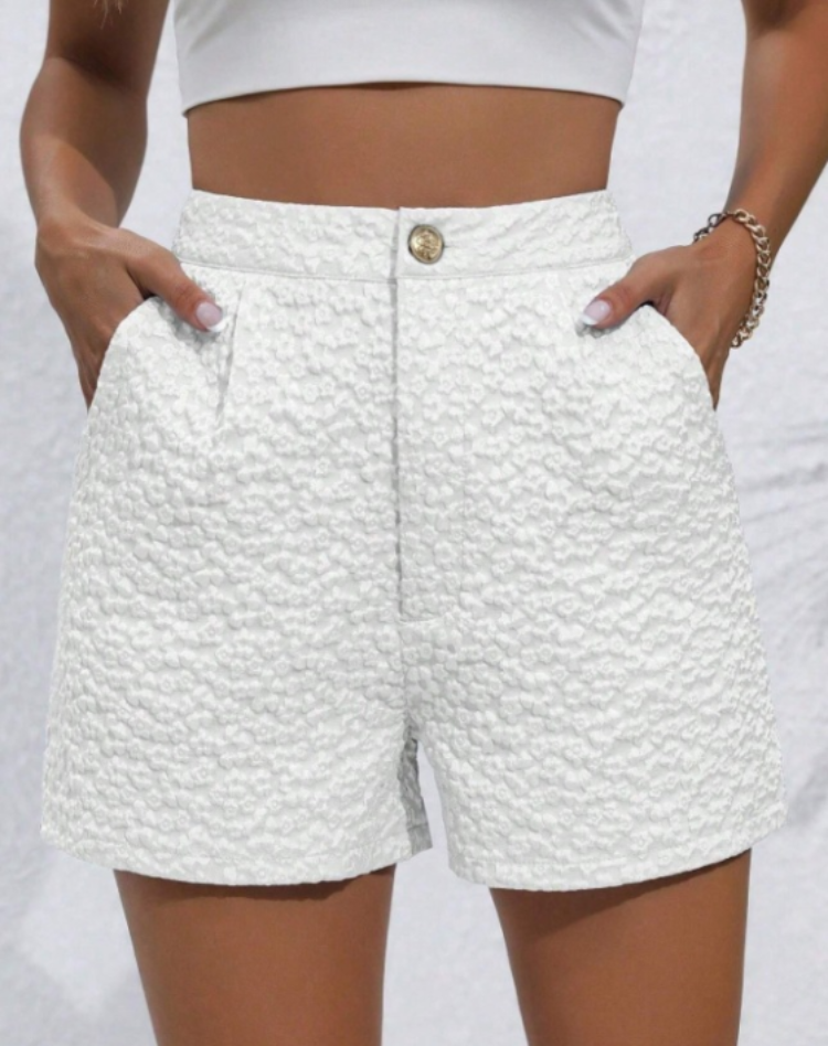 Liora Women's High-Waist Shorts – Stylish Herringbone Comfort 12