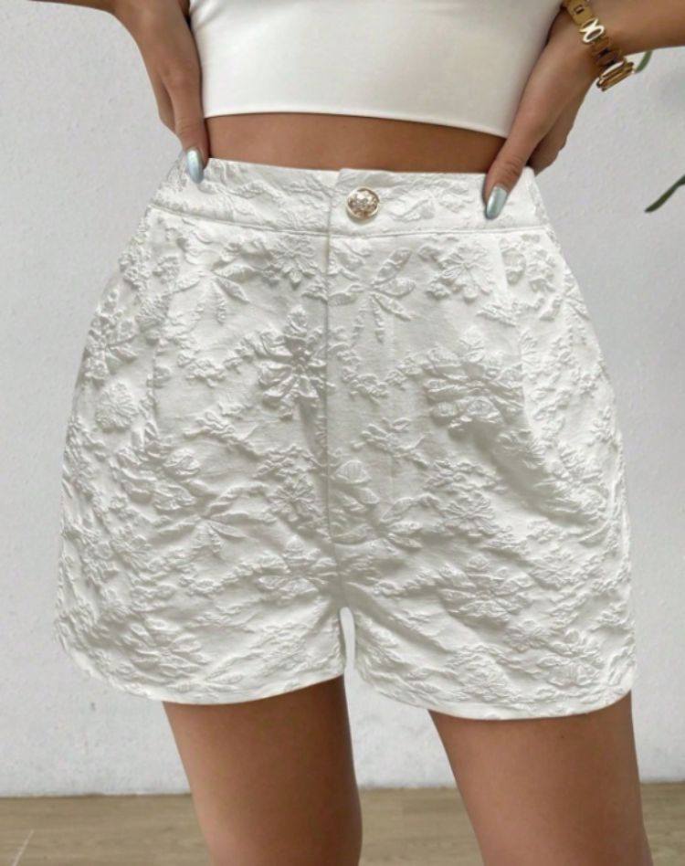 Liora Women's High-Waist Shorts – Stylish Herringbone Comfort 14