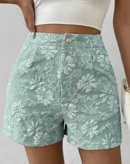 Liora Women's High-Waist Shorts – Stylish Herringbone Comfort 4