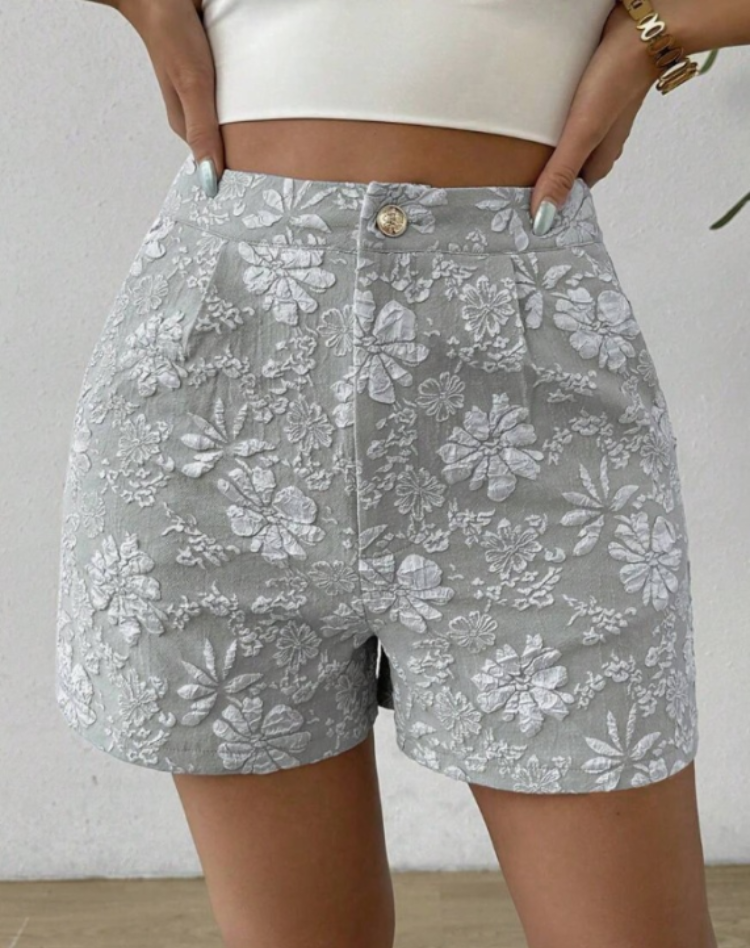 Liora Women's High-Waist Shorts – Stylish Herringbone Comfort 6