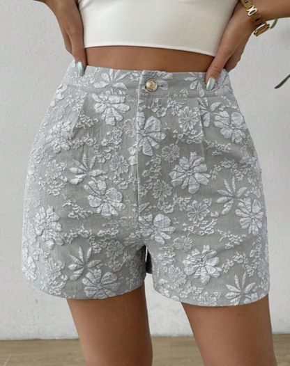 Liora Women's High-Waist Shorts – Stylish Herringbone Comfort 6