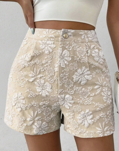 Liora Women's High-Waist Shorts – Stylish Herringbone Comfort 7