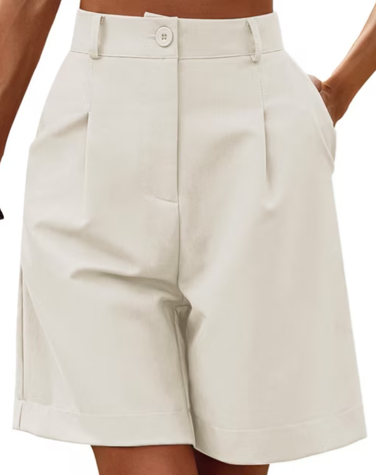 Liora Women's High Waist Shorts – Pleated Design for Chic Summer Style 0