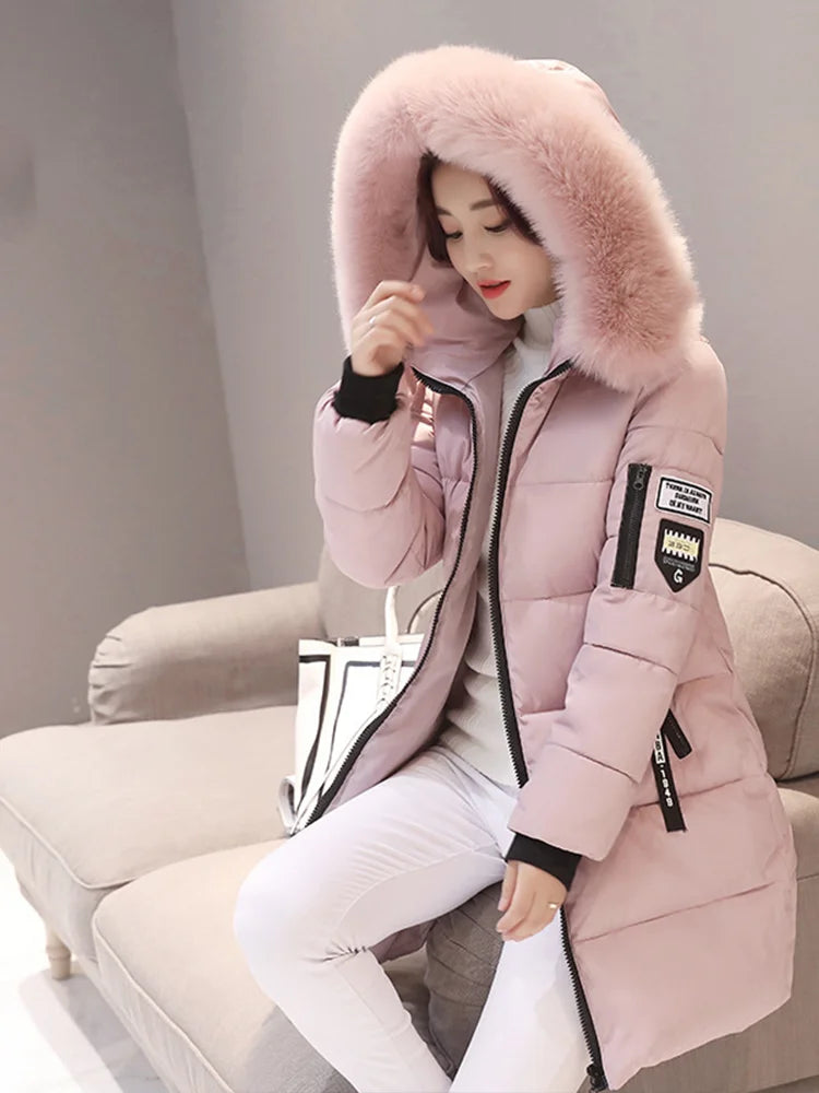 Liora Women's Hooded Parka – Long Warm Slim Fit Coat with Fur Collar 1