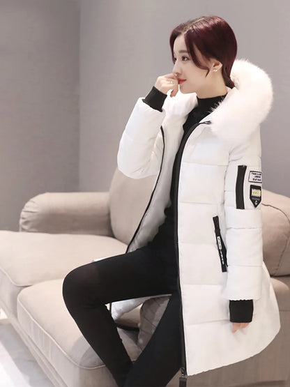 Liora Women's Hooded Parka – Long Warm Slim Fit Coat with Fur Collar 2