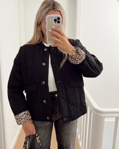 Liora Women's Jacket Outerwear – Chic Leopard Lining for Versatile Style 0