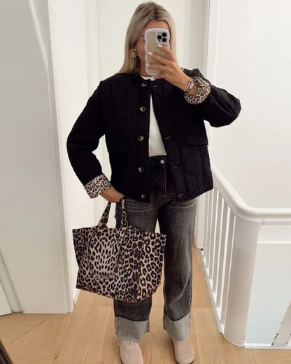 Liora Women's Jacket Outerwear – Chic Leopard Lining for Versatile Style 1