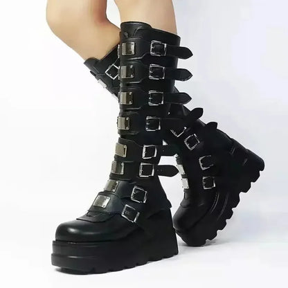 Liora Women's Knee High Boots – Gothic Platform Design for Bold Style 0