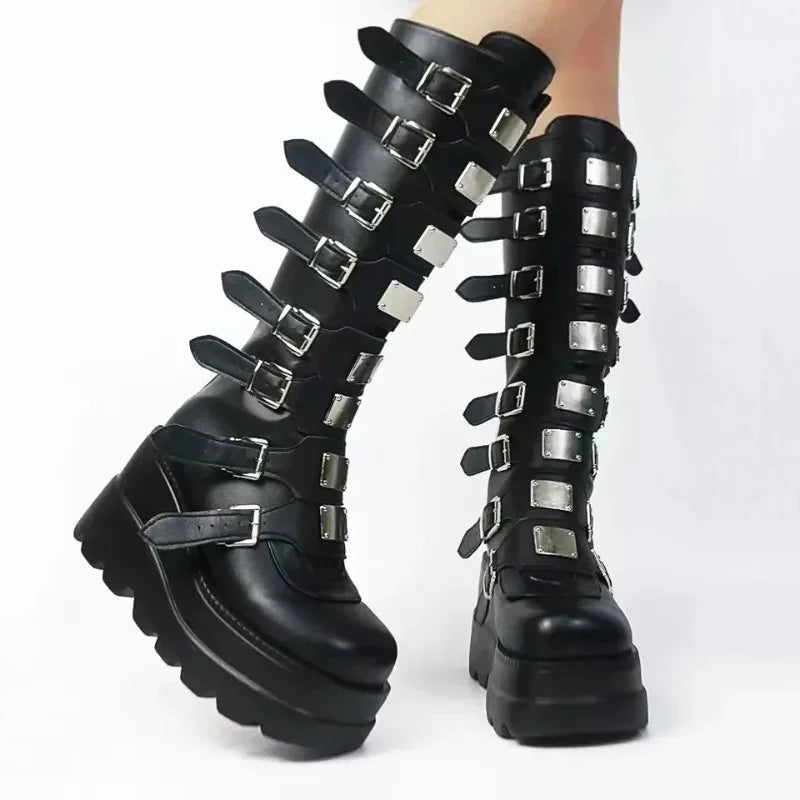Liora Women's Knee High Boots – Gothic Platform Design for Bold Style 1