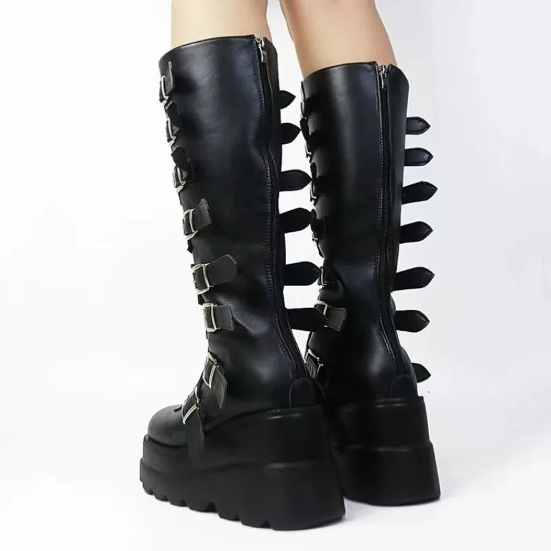 Liora Women's Knee High Boots – Gothic Platform Design for Bold Style 4