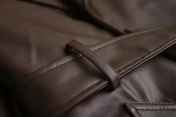 Liora Women's Leather Trench Coat – Double-Breasted Stylish Outerwear 5