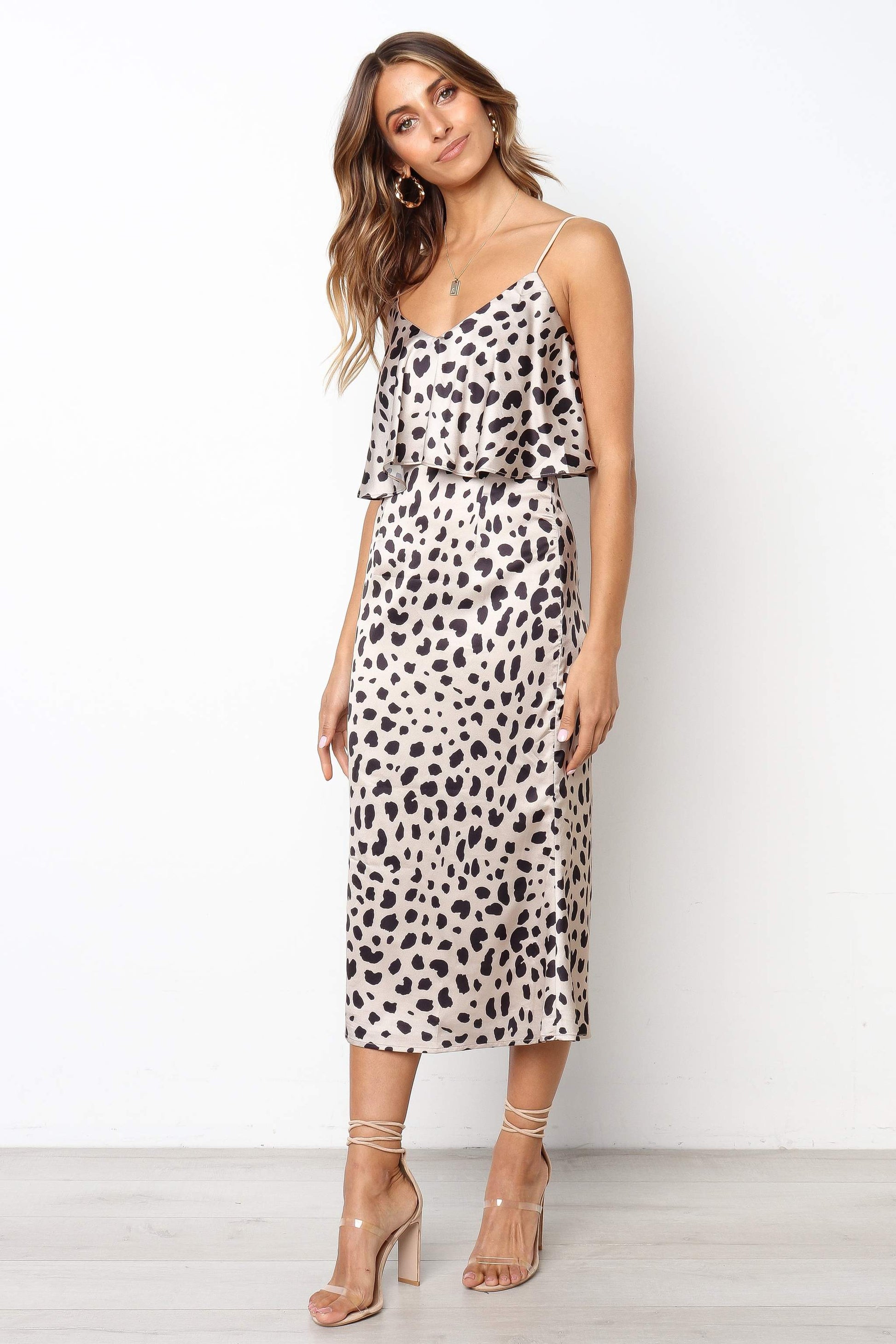 Liora Women's Leopard Print Satin Slip Dress – Elegant Evening Wear 0
