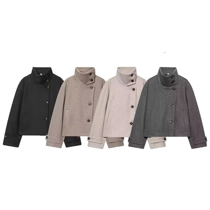 Liora Women's Long Sleeve Coat – Cozy Buckle Collar Winter Layer 0