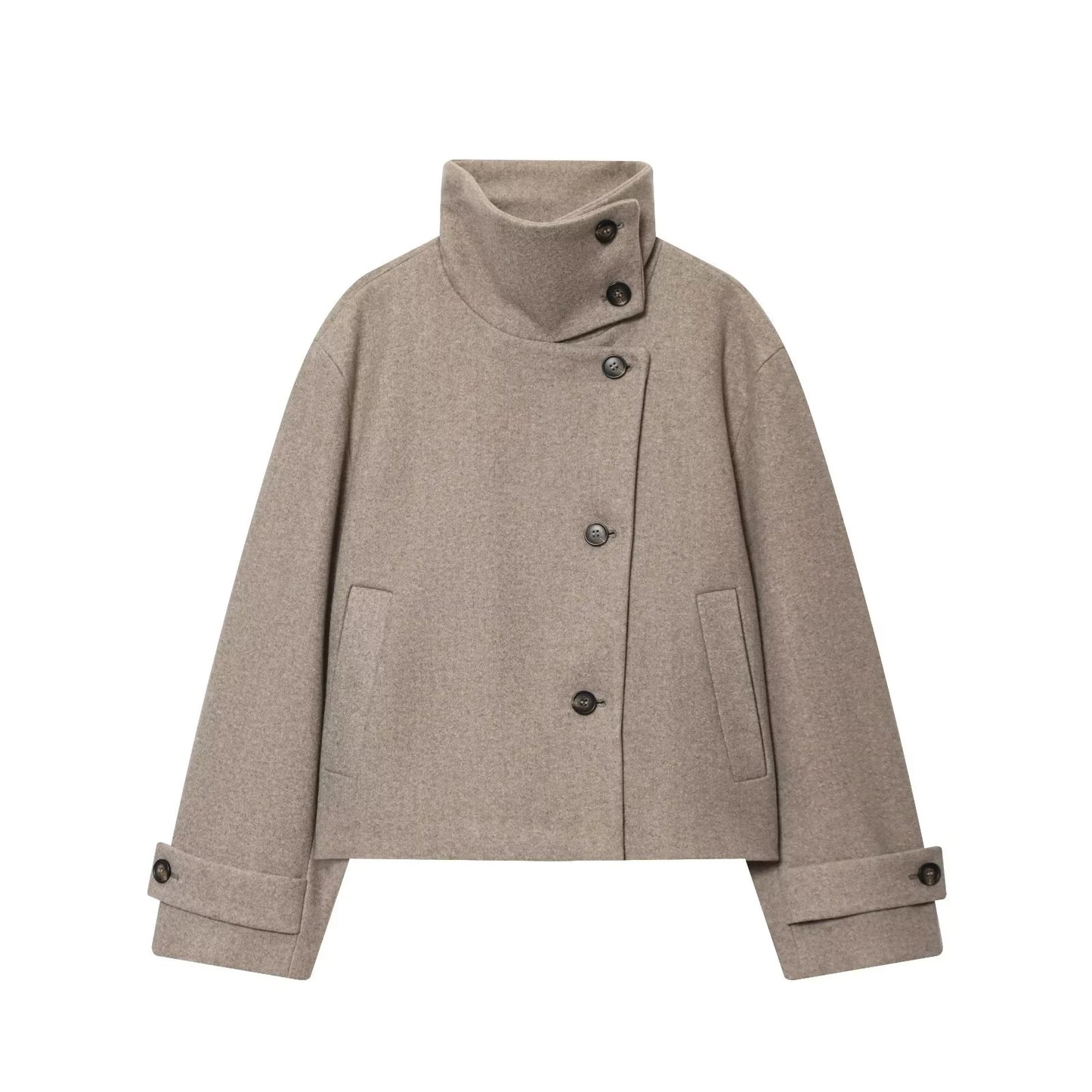 Liora Women's Long Sleeve Coat – Cozy Buckle Collar Winter Layer 1