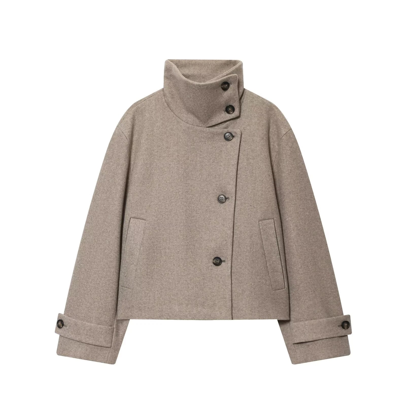 Liora Women's Long Sleeve Coat – Cozy Buckle Collar Winter Layer 1