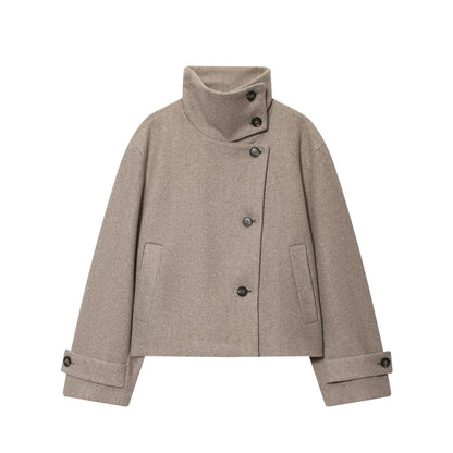 Liora Women's Long Sleeve Coat – Cozy Buckle Collar Winter Layer 1
