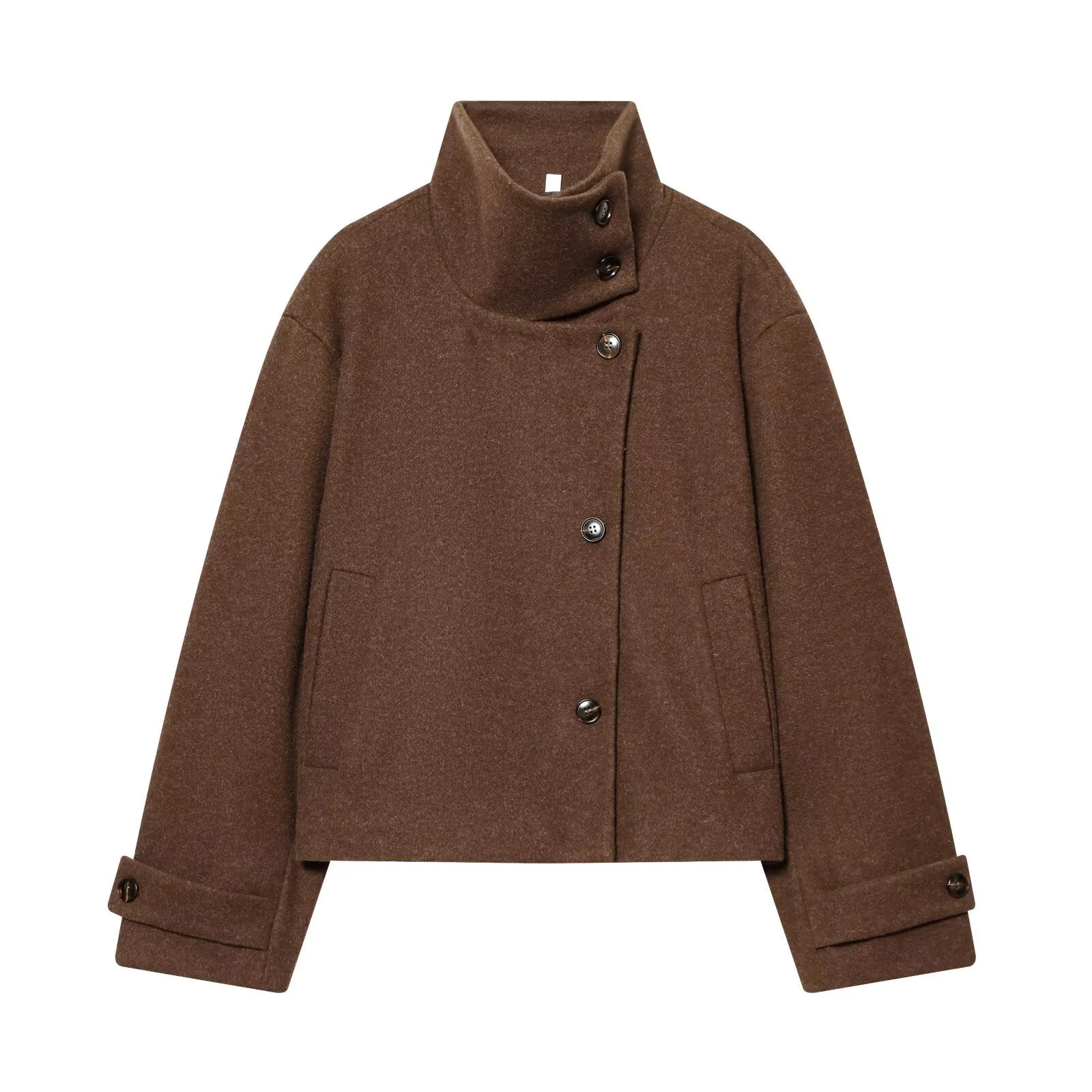 Liora Women's Long Sleeve Coat – Cozy Buckle Collar Winter Layer 10