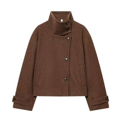 Liora Women's Long Sleeve Coat – Cozy Buckle Collar Winter Layer 10