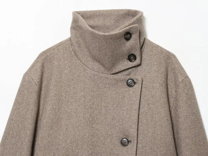 Liora Women's Long Sleeve Coat – Cozy Buckle Collar Winter Layer 3